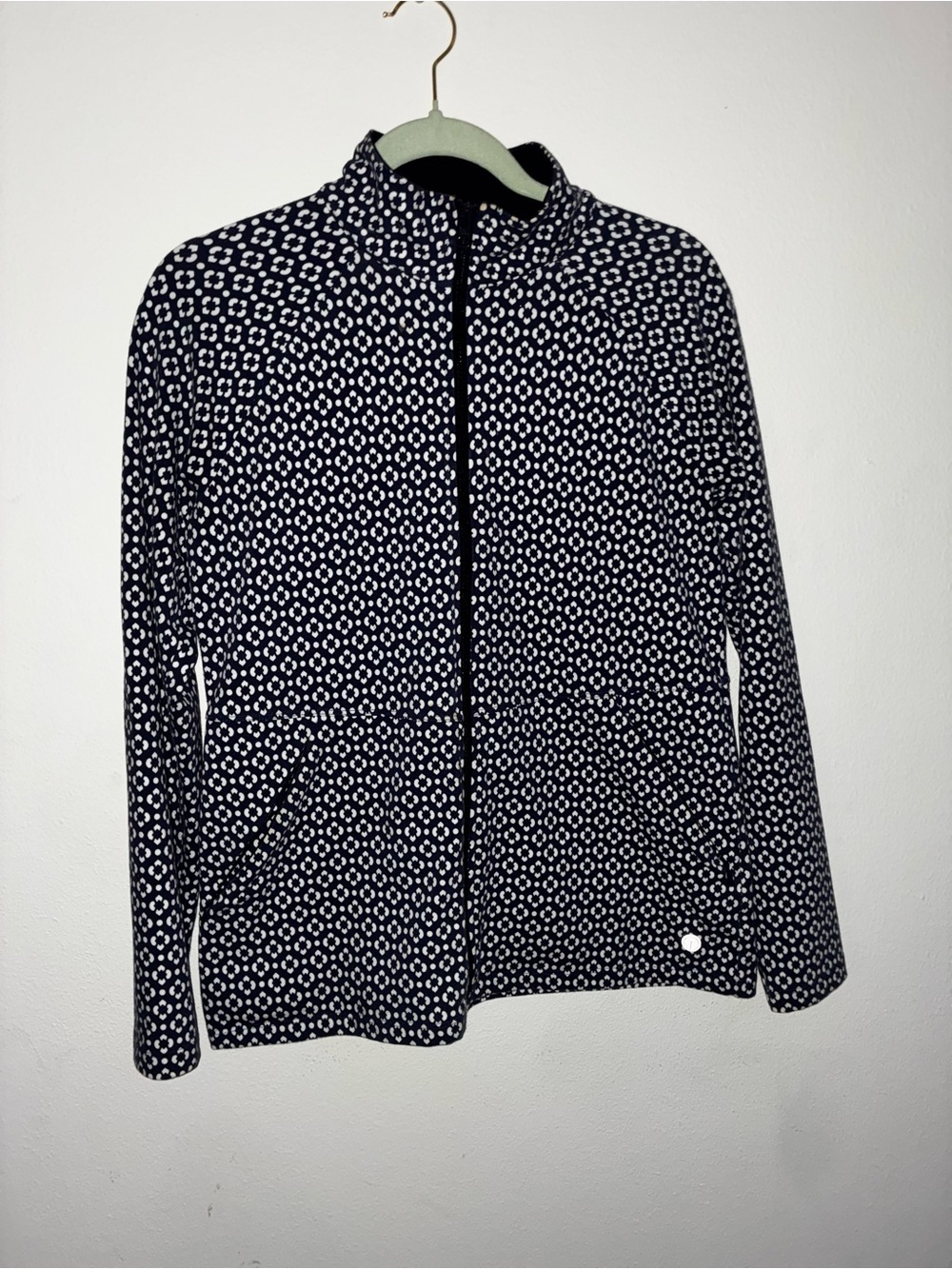 Talbots Black and White Geometric Zip Jacket